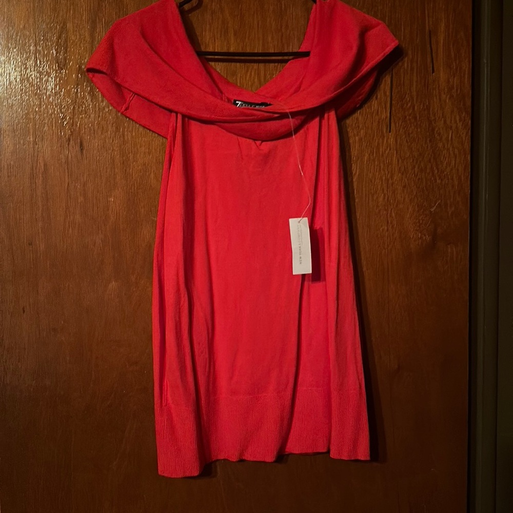 Red off the shoulder sweater perfect for the holiday